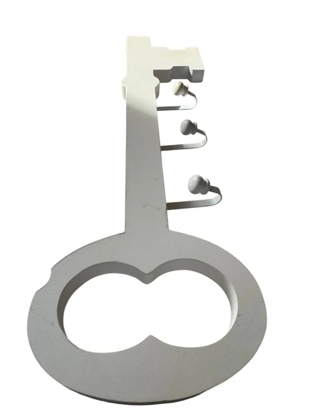 Key-Shaped Wall-Mounted White Key Holder With 4 Hooks For Organizer Décor